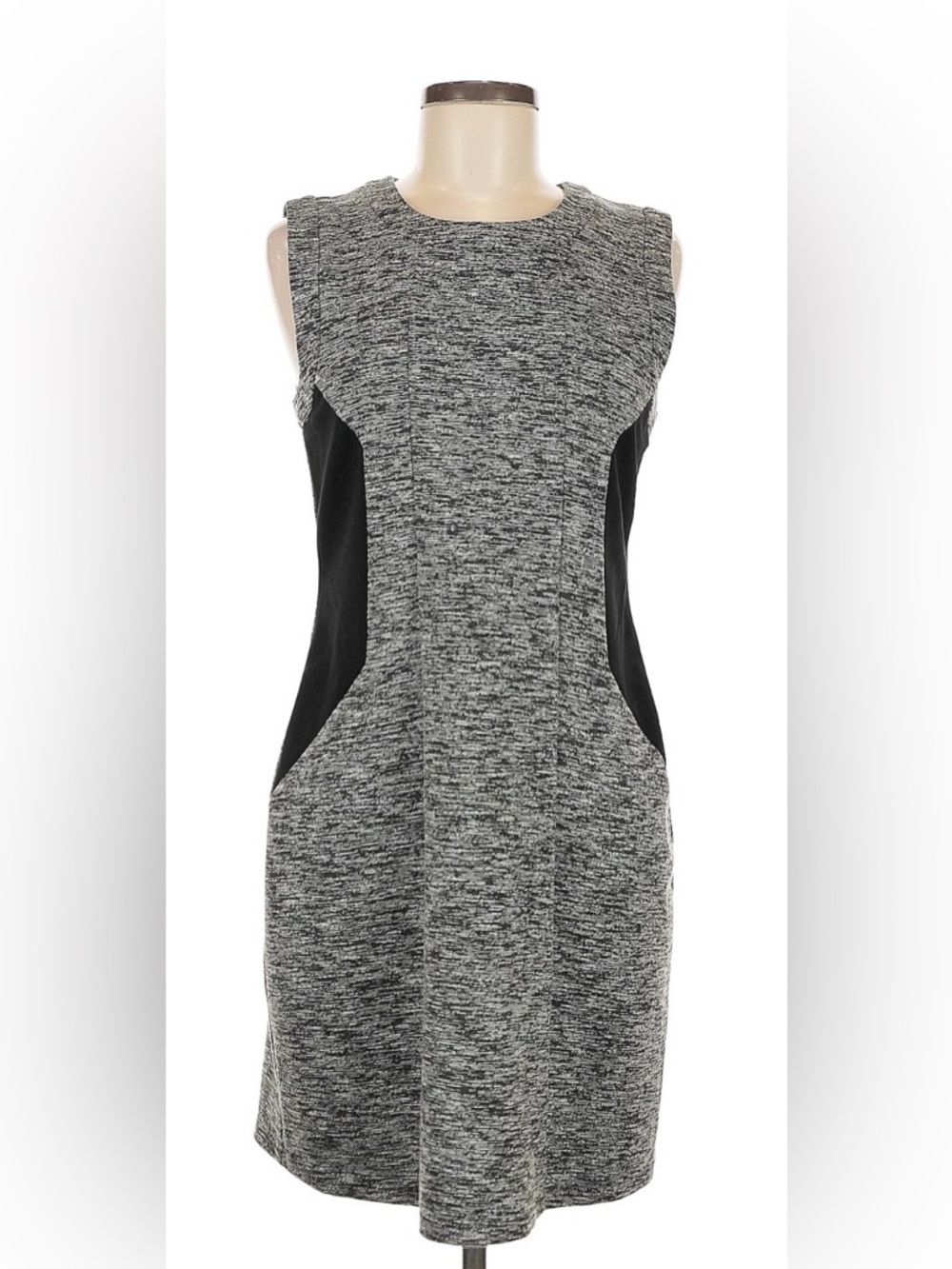 RACHEL Rachel Roy Grey Knit Shift Dress with Black Side Panels